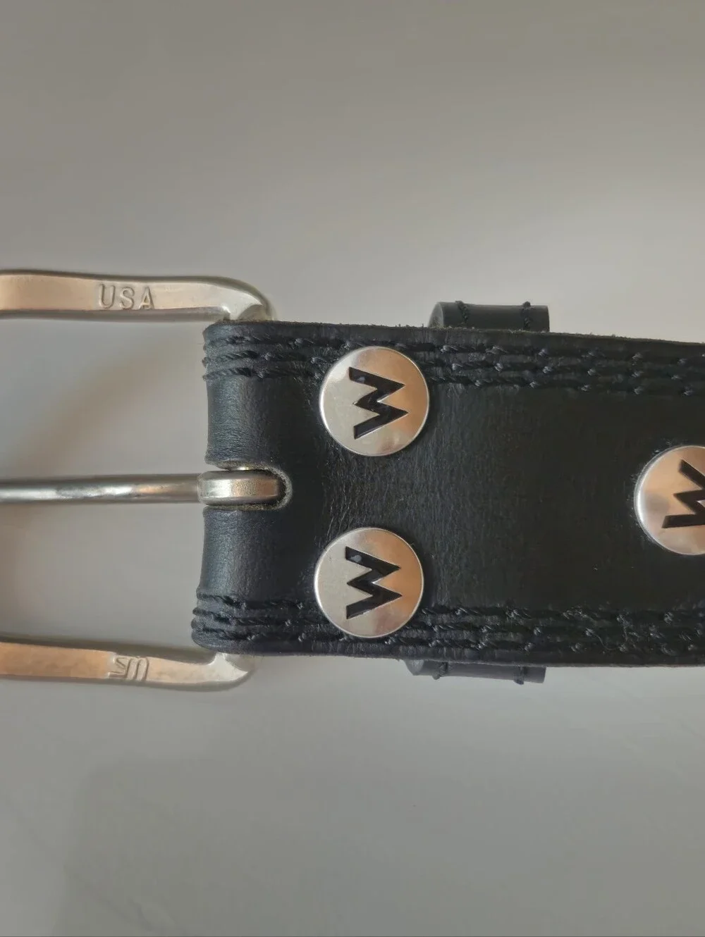 Mens Black Full Grain Leather Belt Size 36 USA Buckle Western Work Casual